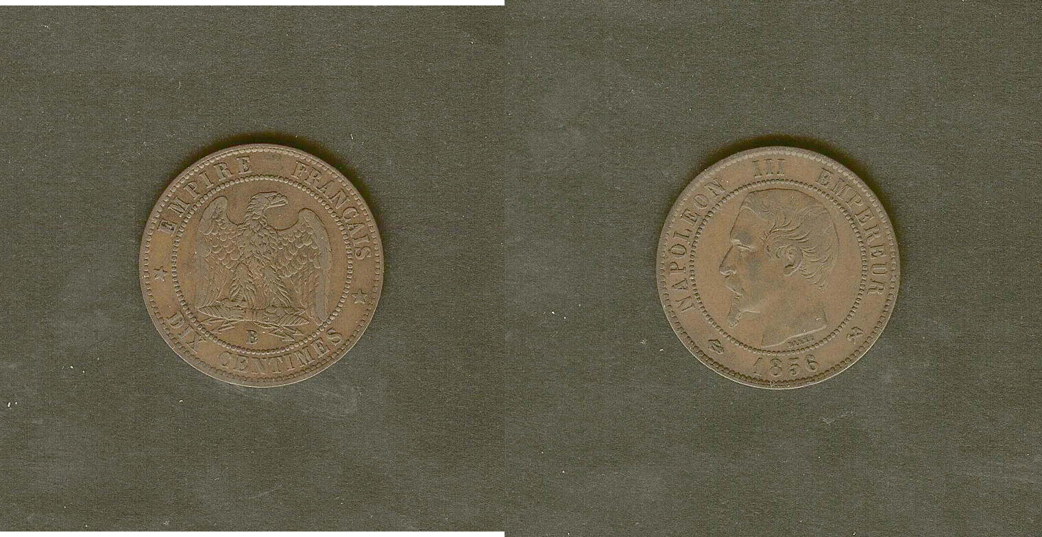 10 centimes Napoléon III tête nue 1856 B Rouen TTB+ à SUP-